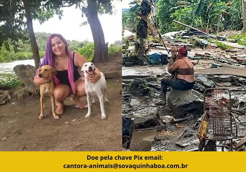 Vaquinha para Mary, cantora que deixou estúdio de música para trás e salvou 14 animais de enchente em Pernambuco