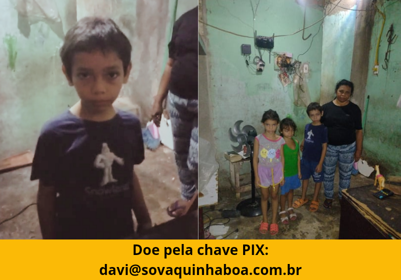 O Davi tem 9 anos e pediu ajuda após a família dele perder a casa na chuva